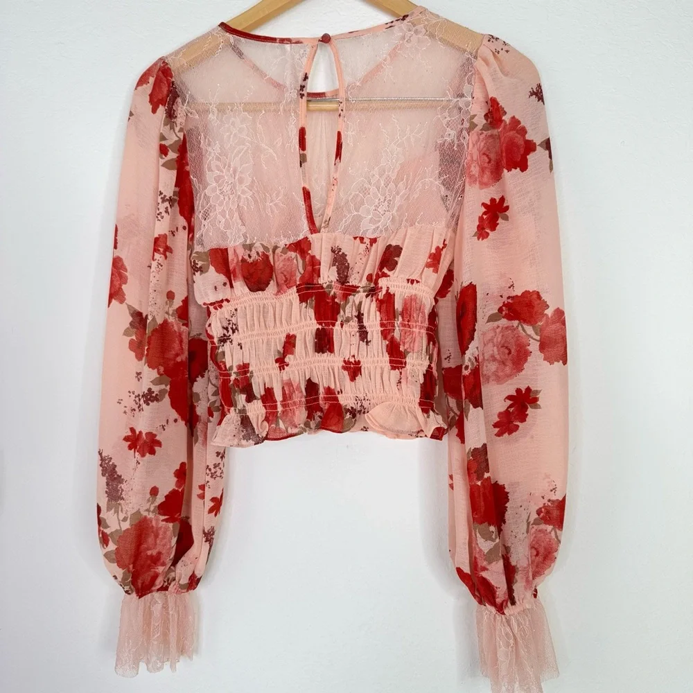 Free People Daphne Floral Ethereal Blouse